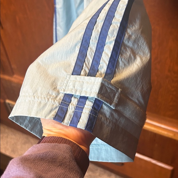 VINTAGE Y2K adidas Light Blue Track Pants with Navy Triple Stripes (2003) - Picture 4 of 6
